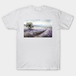 Watercolour Lavender Field T-Shirt